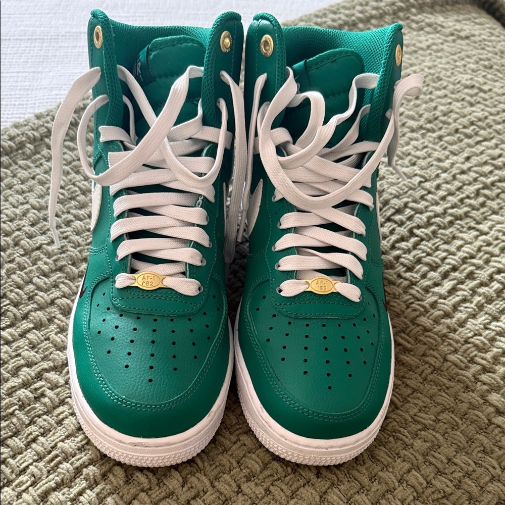Nike Green and White High-Top Sneakers